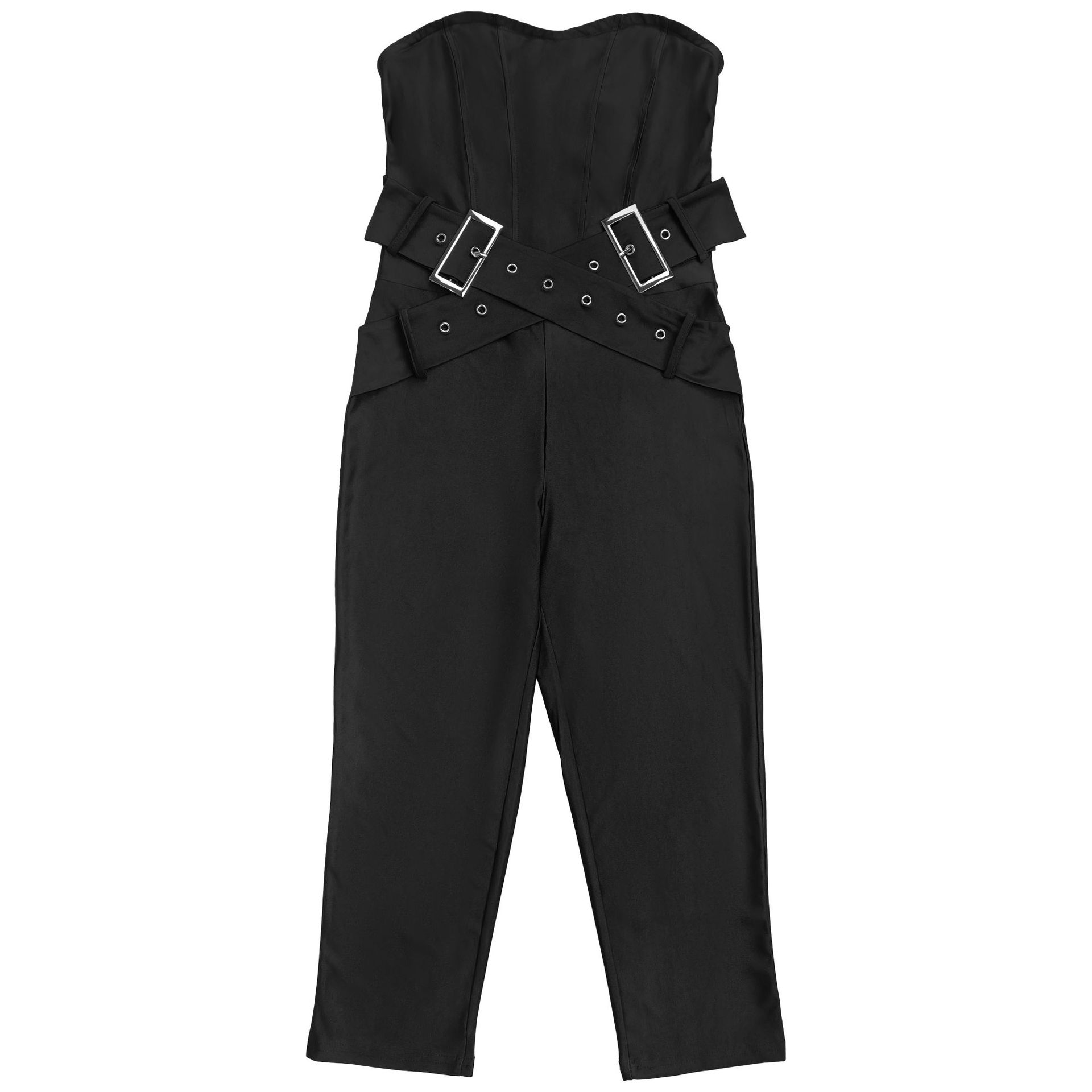 Solid Strapless Bodycon Jumpsuit for Clubwear