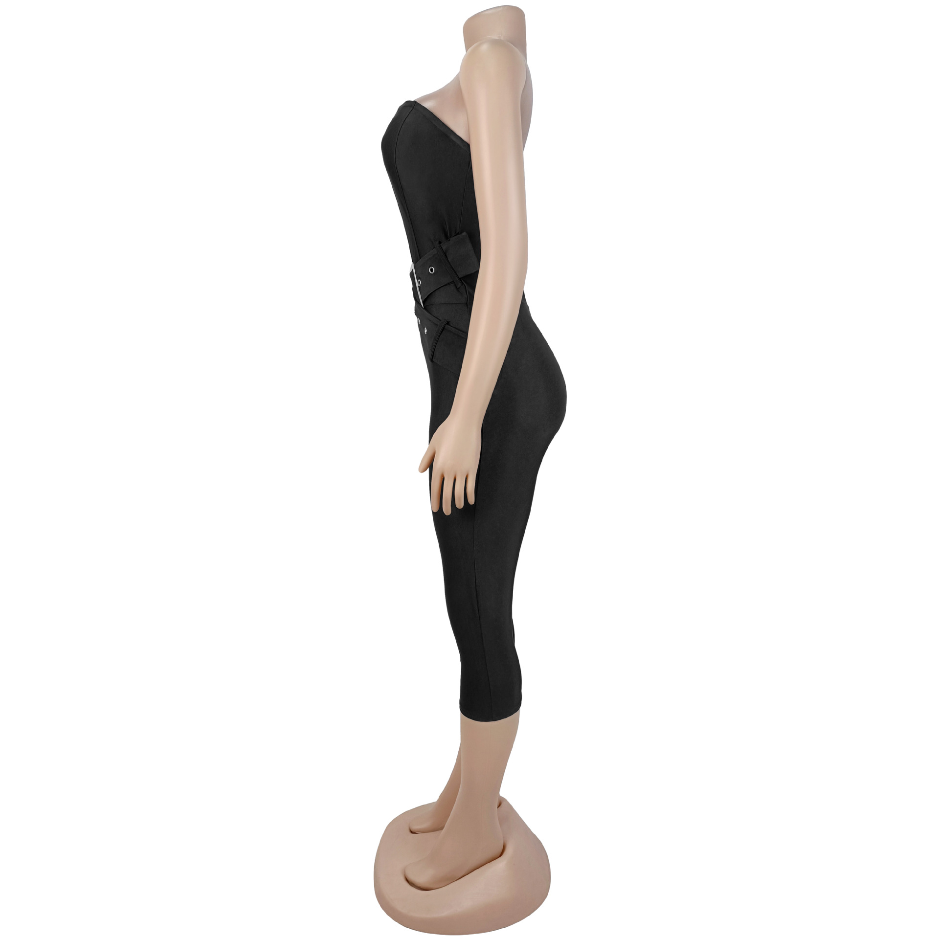 Solid Strapless Bodycon Jumpsuit for Clubwear