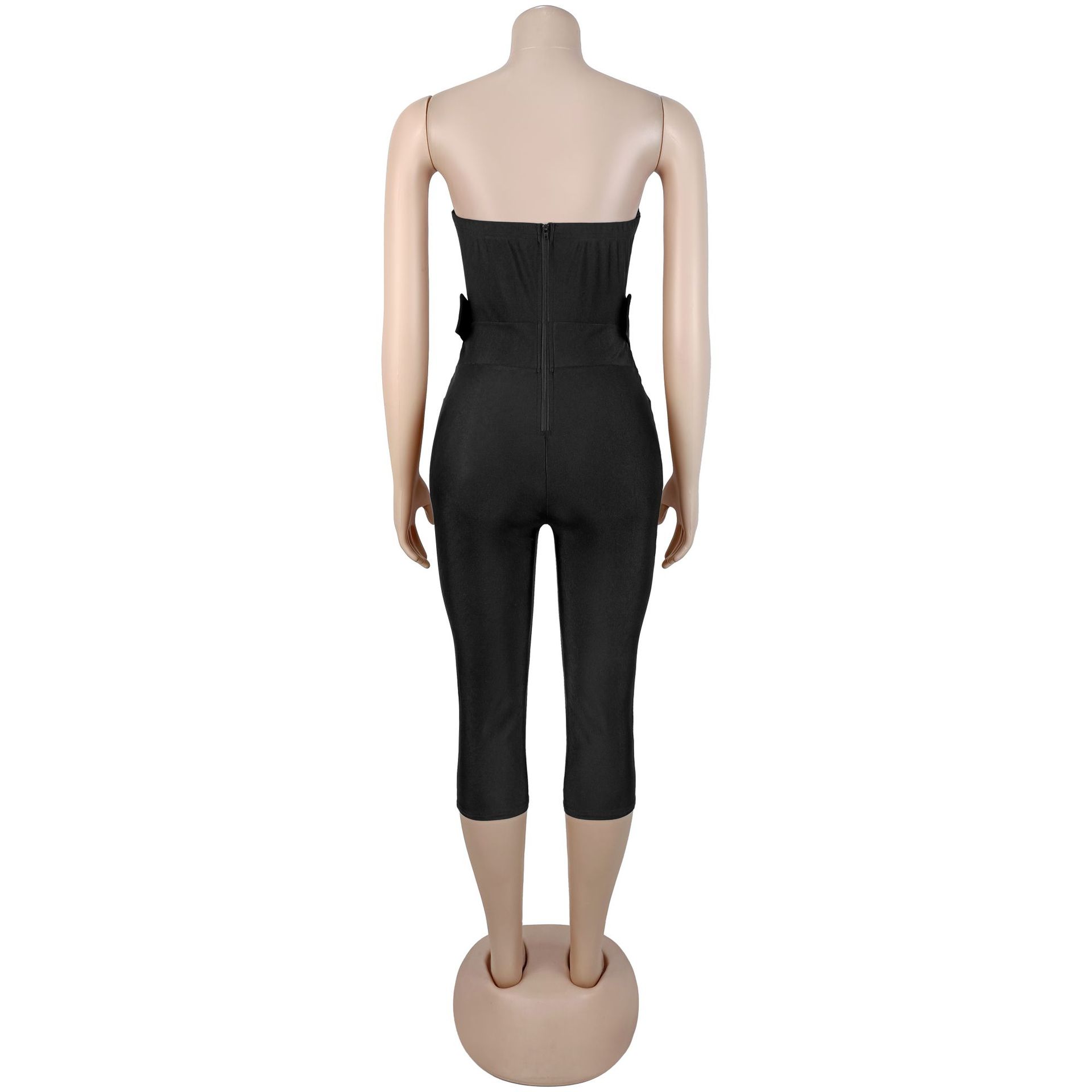 Solid Strapless Bodycon Jumpsuit for Clubwear