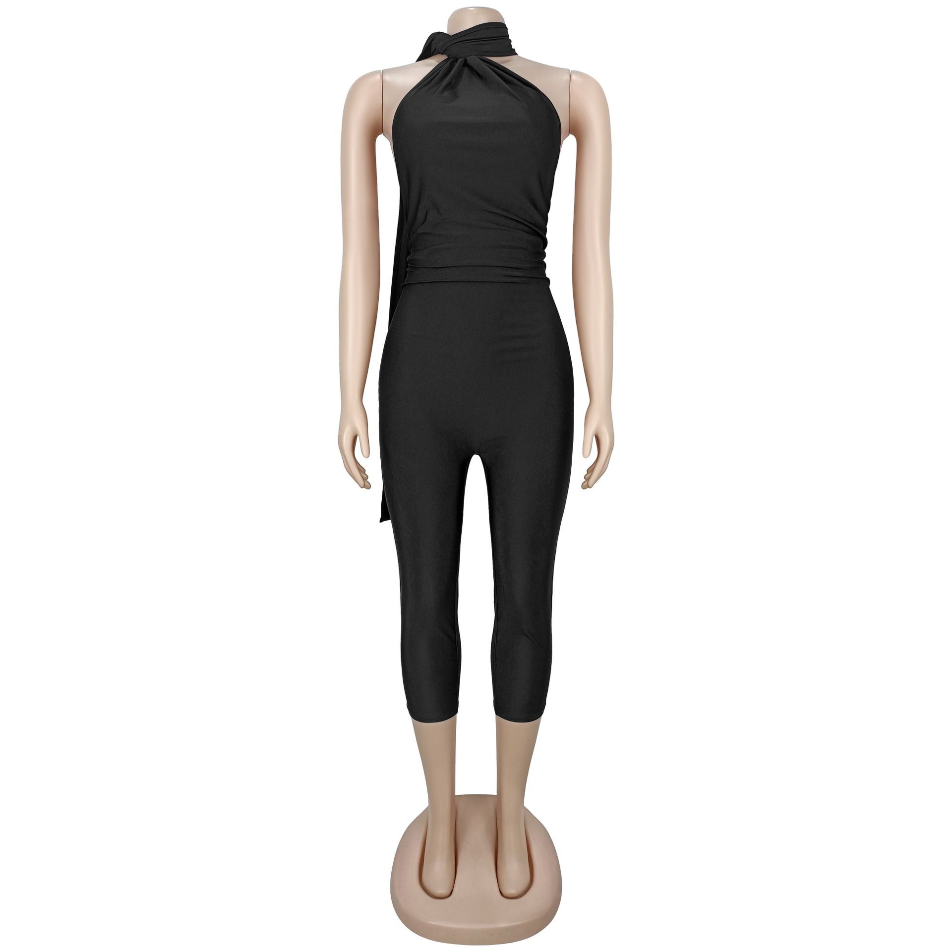 Solid Backless Bodycon Jumpsuit for Casual Clubwear