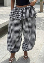 Spring & Summer Fashion Plaid High-Waist Wide-Leg Casual Pants