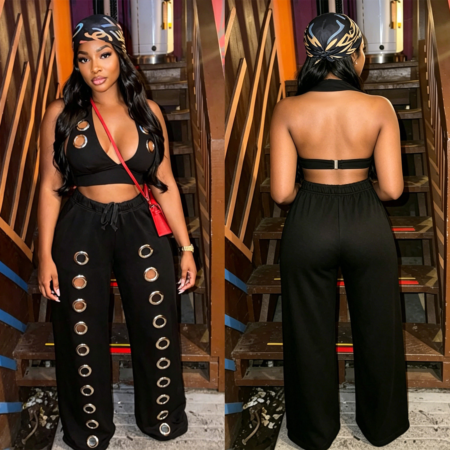 Loose Straight Wide-Leg Pants Set for Casual Loungewear