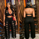 Women Fashion Trendy Loose Straight Wide-Leg Pants Set
