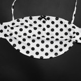 Summer Women Polka Dot Print Sleeveless Halter Neck Lace-Up Top & Capri Pants Set