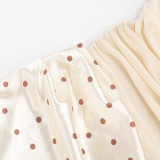 Summer Women Strapless Polka Dot Print Mini Patchwork Bodycon Dress