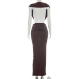 Summer Women Solid Casual Sleeveless Halter Neck Low Back Fitted Bodycon Long Dress