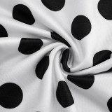 Summer Women Polka Dot Print Sleeveless Halter Neck Lace-Up Top & Capri Pants Set