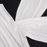 Summer Women Solid Sexy Deep V Sleeveless Low Back Halter Neck Ruched Dress