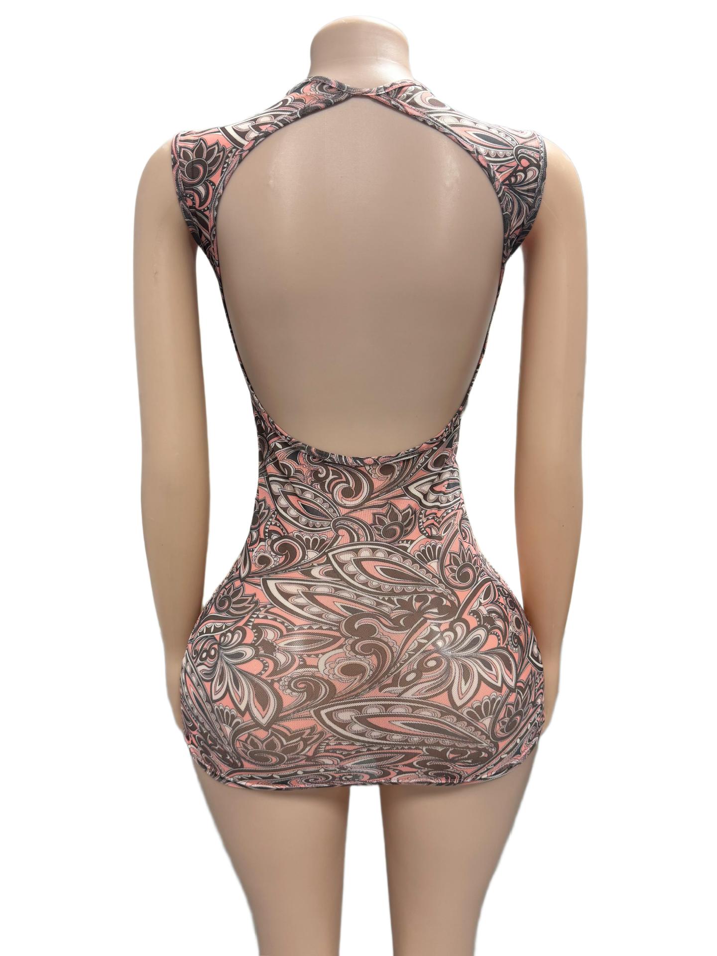 Printed Low Back Bodycon Dress for Evening Parties