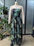 Women Fashion Beach Strapless Bodysuit Chiffon Skirt Two-Piece Set