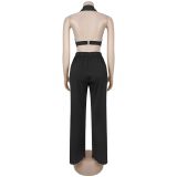 Women Fashion Trendy Loose Straight Wide-Leg Pants Set