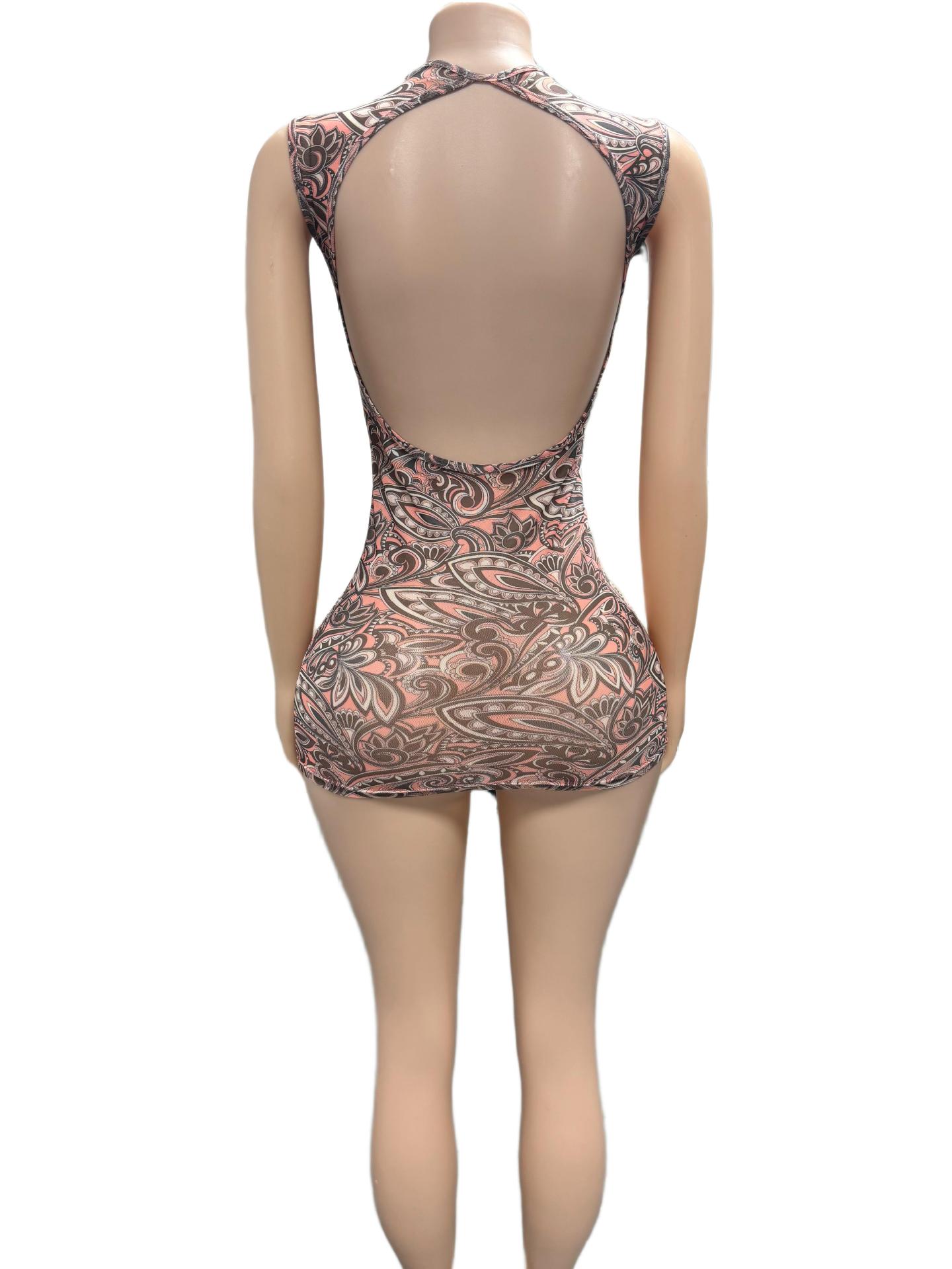 Printed Low Back Bodycon Dress for Evening Parties