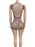 Women Sexy Low Back Printed Bodycon Dress