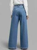Women Casual Buttoned Faux Denim Pants