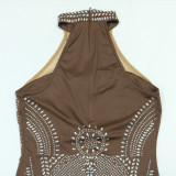 Women Beaded Evening Sleeveless Dress