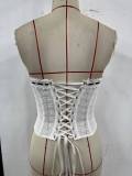 Women Sexy Cut-Out Boned Waist Strapless Bow-Tie Top