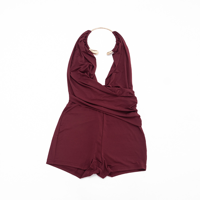 Halter Neck Sling Draped Backless Romper for Summer