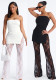 Women Summer Lace Patchwork Fake Two-Piece Strapless Jumpsuit
