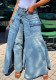 Women Fake Two-Piece Symmetrical Split Denim Pants