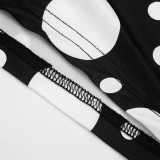 Women Spring & Summer Sleeveless Halter Neck Backless Polka Dot Printed Top and Shorts Two-Piece Set