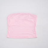 Women Sexy Striped Strapless Top and Shorts Two-Piece Set