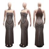 Women Beaded Evening Sleeveless Dress