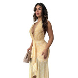 Women Spring & Summer Halter Neck Printed Tie-Waist Dress