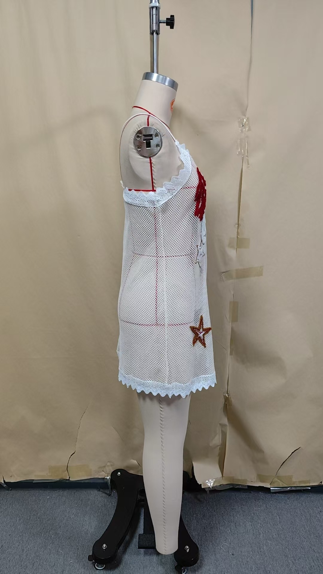 Knitted Embroidered Cut-Out Cover-Up Dress for Beachwear
