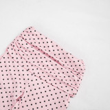 Women Polka Dot Printed Halter Neck Lace-Up Strapless Top and Bell Bottom Pants Two-Piece Set
