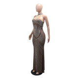 Women Beaded Evening Sleeveless Dress