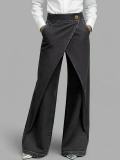 Women Casual Buttoned Faux Denim Pants
