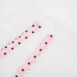 Women Polka Dot Printed Halter Neck Lace-Up Strapless Top and Bell Bottom Pants Two-Piece Set