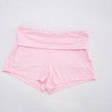 Women Sexy Striped Strapless Top and Shorts Two-Piece Set