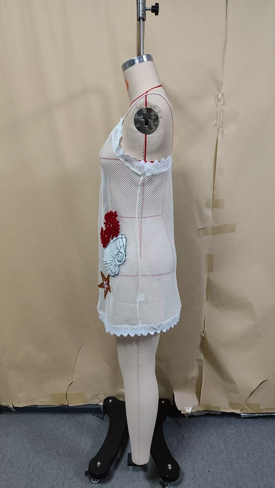 Knitted Embroidered Cut-Out Cover-Up Dress for Beachwear
