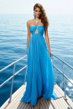 Women Summer Strapless Pleated Sleeveless Halter Neck Dress