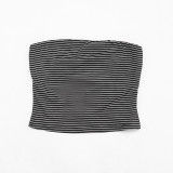 Women Sexy Striped Strapless Top and Shorts Two-Piece Set