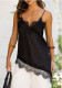 Women Black Asymmetrical Sexy Basics Lace Camisole