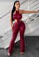 Women Summer Backless Crop Halter Neck Lace-Up Jumpsuit