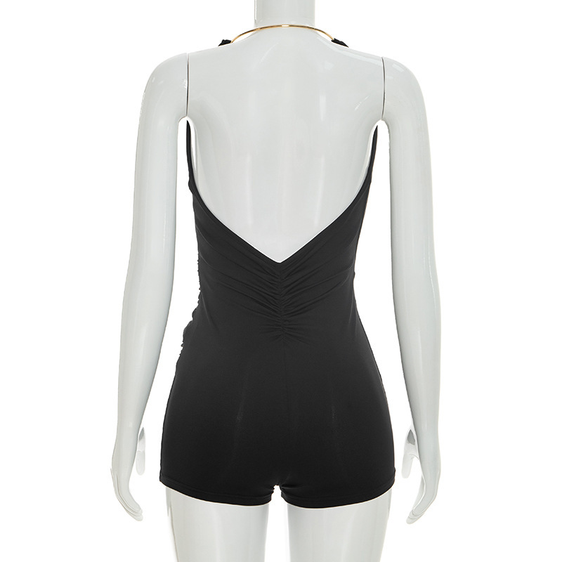 Halter Neck Sling Draped Backless Romper for Summer