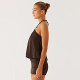 Women Sexy Halter Neck Lace-Up Cut-Out Ruffled Bodycon Dress