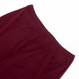 Women Solid Color Round Neck Short Sleeve T-Shirt and Pants Two-Piece Set