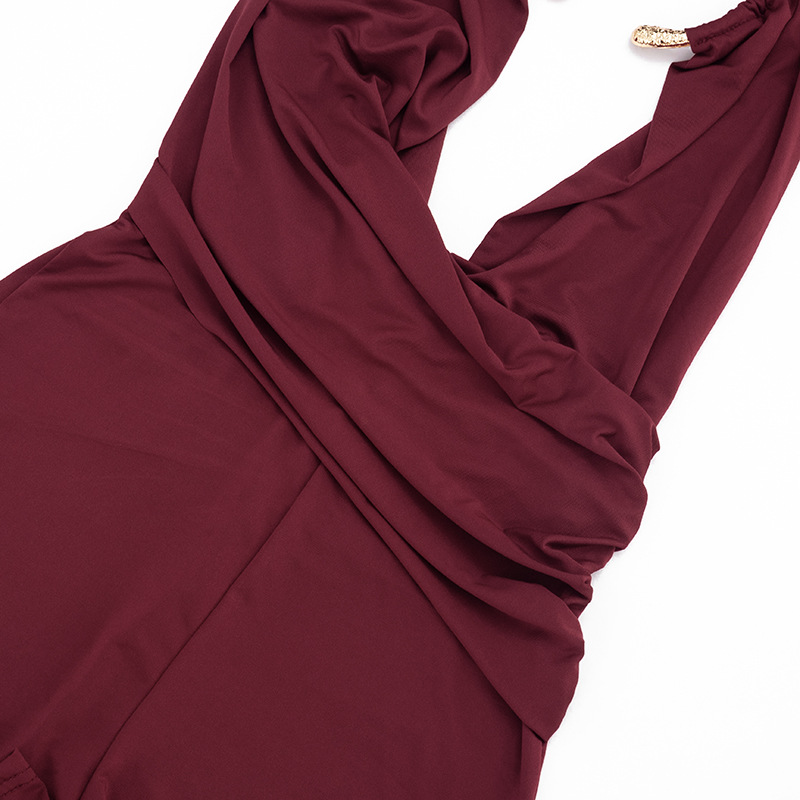 Halter Neck Sling Draped Backless Romper for Summer