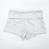 Women Sexy Striped Strapless Top and Shorts Two-Piece Set