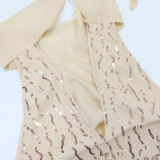 Women Sexy Round Neck Sleeveless Casual Party Sequin Dress