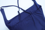 Women Spring Ruched Sling Backless Maxi Dress