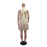 Women Sexy Round Neck Sleeveless Casual Party Sequin Dress