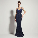 Women Sexy Sequin Tassel Mermaid Formal Party Evening Dress