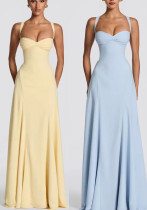 Women Chic Ruched Slim Waist Strap Dress