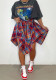 Women Summer Plaid Irregular Midi Skirt