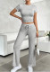 Women Casual Short Sleeve Pants Yoga Loungewear Set